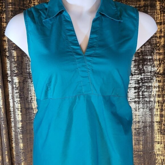 duo Maternity Tops - Duo Maternity Stretch Collard Sleeveless Tank With Tie Back Teal Size XL